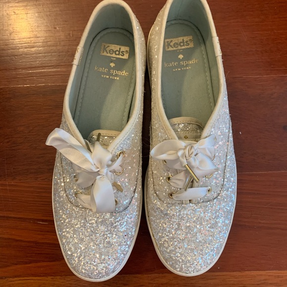 kate spade white glitter keds